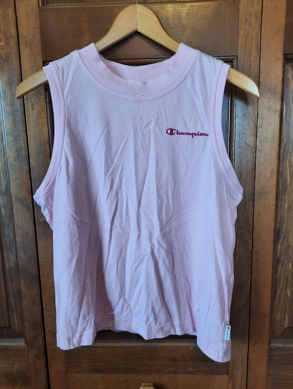 Champion Light Pink Cropped Sleeveless High Neck Athletic Tank Top Size Large